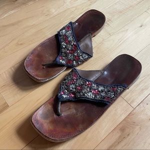 Handcrafted Sandals - Red Sequins, Size 7